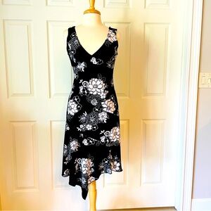 Floral Black and White Sleeveless Dress